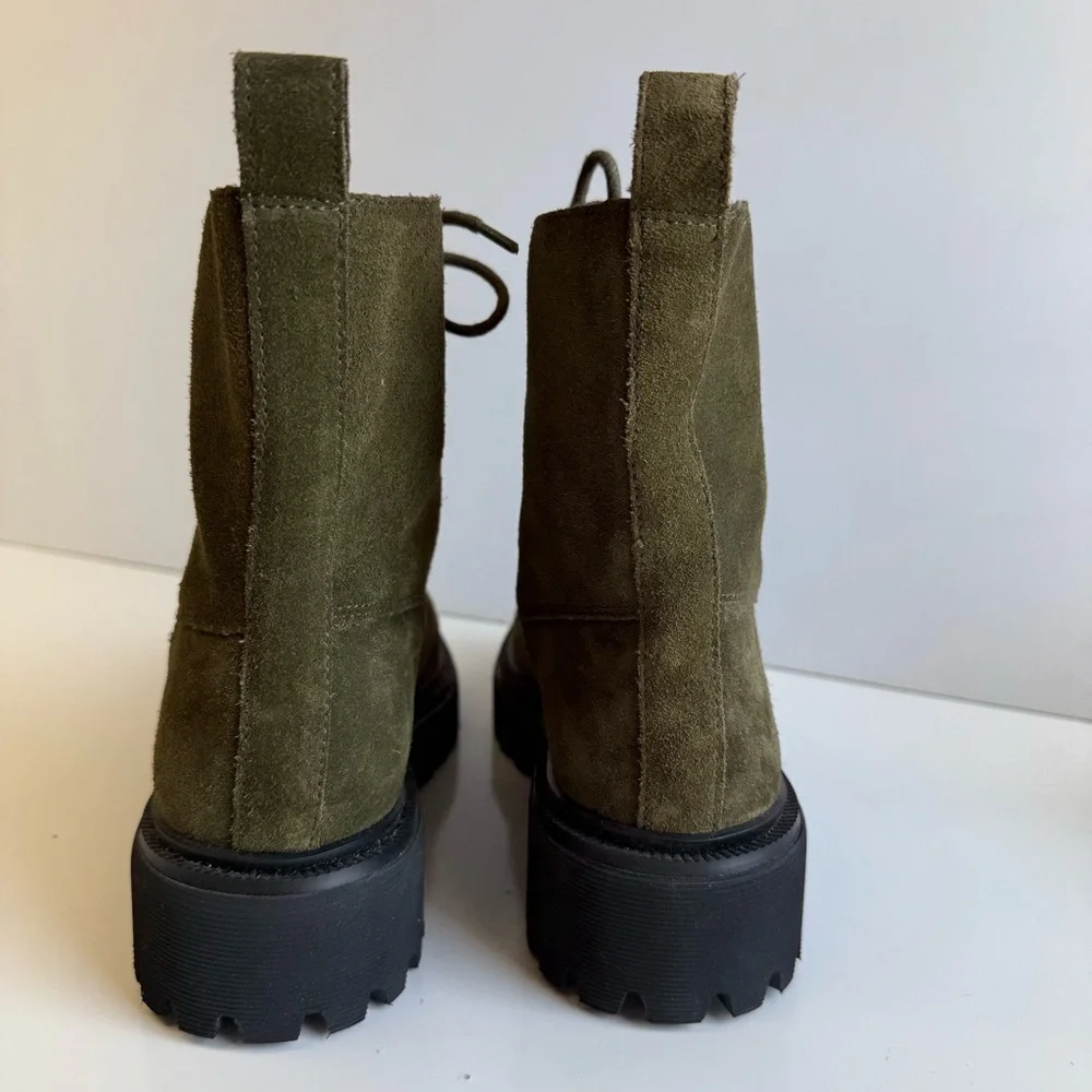 Madewell The Rayna Lace-Up Lug Sole Boot Suede Size 8 Cargo Green - Picture 5 of 7